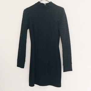 black mock neck eyelet sleeve dress Sz XS